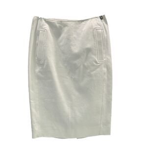 Etcetera Mid Length Pencil White Skirt with Zipper on Back Front Pockets Lined